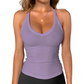 Danysu Women’s Cotton Racerback Cami – Fitted Vest Top with Soft Built-In Support 🌿  V-Neck • Sleeveless • Lightweight Summer Essential ☕
