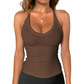 Danysu Women’s Cotton Racerback Cami – Fitted Vest Top with Soft Built-In Support 🌿  V-Neck • Sleeveless • Lightweight Summer Essential ☕