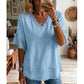 💖LAST DAY SALE ONLY￡12.99!!💖Women's Boho V-Neck T-Shirt with Frayed Edges 🌿 – Loose Fit, Breathable Summer Top in Soft Cotton👚