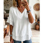 💖LAST DAY SALE ONLY￡12.99!!💖Women's Boho V-Neck T-Shirt with Frayed Edges 🌿 – Loose Fit, Breathable Summer Top in Soft Cotton👚