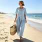 ⏳Time-Limited Special Price: ￡15.99!!🎁Women’s Button-Front Maxi Dress – Lightweight Cotton-Linen Blend 🌾👗Breathable • Pockets • Relaxed Fit • Wooden Buttons • Perfect for UK Summers, Holidays & Everyday Ease🇬🇧