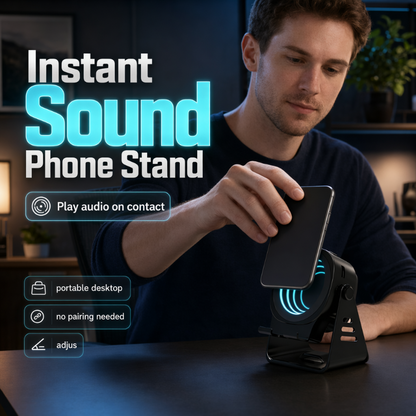 ✨️Last Day 50% OFF✨️Inductive Phone Stand with Instant Audio Amplification 🎵📱  360° Natural Sound Boost • No Bluetooth • No Apps • Works with iPhone & Android | USB Rechargeable + Hands-Free Viewing 🇬🇧