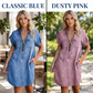 ⌛Limited-Time Offer ONLY ￡13.99!!⏰-Women's Loose-Fitting Collared Zipper Denim Dress with Pockets