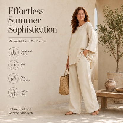 ⏳LAST DAY SALE ONLY ￡19.99!!💕✨ Women’s Linen-Blend 2-Piece Set – Effortless Autumn Style & Everyday Comfort