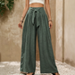 👖 LIMITED-TIME SALE ONLY ￡13.99! ✨ Women's High-Waist Wide-Leg Pants – Tie-Front, Flowy, Crinkle 🌬️