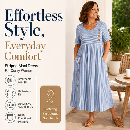 🔥LAST DAY SALE: ONLY ￡13.99!!✨💞 Women's Casual Striped Relaxed Fit Dress – Summer Daily Dress 🌸