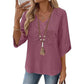 ⏳LAST DAY SALE ONLY ￡13.99!!💕Women's V-Neck Casual Embroidered Top