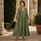 💕Summer Cool Deal: ONLY ￡17.99!👗Women's V-Neck Pleated Maxi Dress