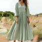 💕Summer Cool Deal: ONLY ￡17.99!👗Women's V-Neck Pleated Maxi Dress