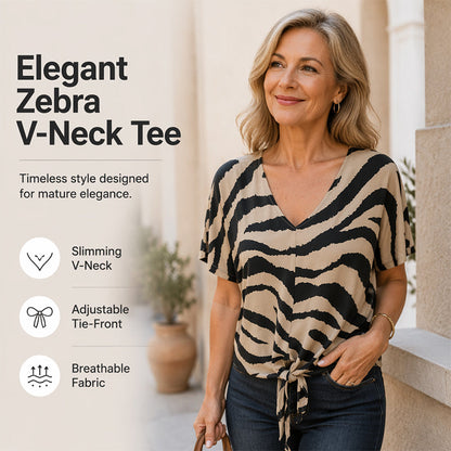 ⏳LAST DAY SALE ONLY￡9.99!!🦓🌿 Zebra Knot Tee – Wild Print, Waist-Defining Tie👚 ✨
