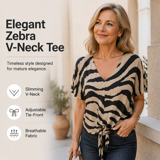 ⏳LAST DAY SALE ONLY￡9.99!!🦓🌿 Zebra Knot Tee – Wild Print, Waist-Defining Tie👚 ✨