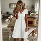 💖LAST DAY SALE ONLY ￡13.99!! 👗Top Pick - V-Neck Eyelet Dress with Scallop Trim – Lightweight & Romantic for Garden Parties or Brunch 🌿