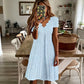 💖LAST DAY SALE ONLY ￡13.99!! 👗Top Pick - V-Neck Eyelet Dress with Scallop Trim – Lightweight & Romantic for Garden Parties or Brunch 🌿