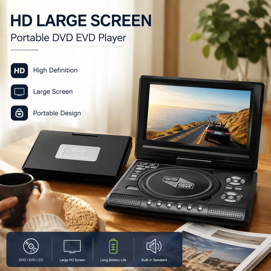 🏆 Last Day Special Price £49.99 ! 💿7.8" HD Portable DVD/EVD Player – Large Screen, Rechargeable & Compatible with DVD/CD/USB/SD – Perfect for Home & Travel