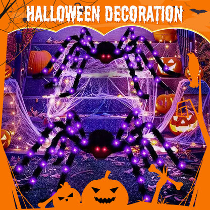 ⏳LAST DAY SALE 50% OFF!🔥🎃Hairy Spider with Large Web Halloween Outdoor Decoration🕷️🕸️