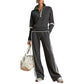 ⏳LAST DAY SALE ONLY ￡29.99!!🔥✨ Effortless Comfort | Women's Half-Zip Top & Wide-Leg Pants 2-Piece Set