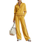 ⏳LAST DAY SALE ONLY ￡29.99!!🔥✨ Effortless Comfort | Women's Half-Zip Top & Wide-Leg Pants 2-Piece Set