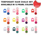 ⏳LAST DAY SALE ONLY ￡6.99!!🔥Temporary Hair Chalk – 12 Wash-Out Colours 🌈 | No Bleach, No Stain | UK-Family Approved ✅