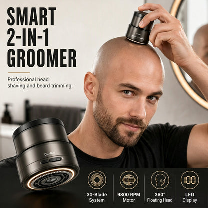 ⏳LAST DAY SALE ONLY ￡12.99!!🔥2-in-1 Smart Electric Bald Head Shaver and Beard Trimmer with Digital Display