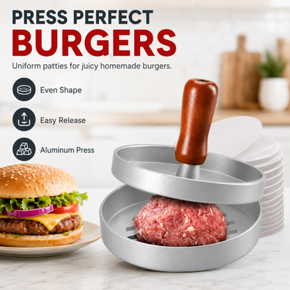 ⏳LAST DAY SALE ONLY ￡6.99!!🔥Stainless Steel Burger Press – Non-Stick Patty Maker for Perfectly Round, No-Crumble Burgers 🍔 | Heavy-Duty, Easy-Clean & Trusted by UK Home Cooks & Cafés 🇬🇧