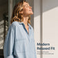 💗LAST DAY SALE 50% OFF🌿 Women's Chambray Denim Shirt – 3/4 Sleeve Button-Down Top in Soft Tencel™ Blend ✨ | Breathable, Skin-Friendly & Effortlessly Stylish 🇬🇧