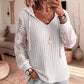 🔥LAST DAY SALE ONLY￡15.99!!🌿Women's Chic Lace Sleeve Hooded Sweater