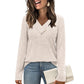 ✨ Women's Ribbed Knit V-Neck Top – Elegant Button Detail For A Chic Everyday Look🤍