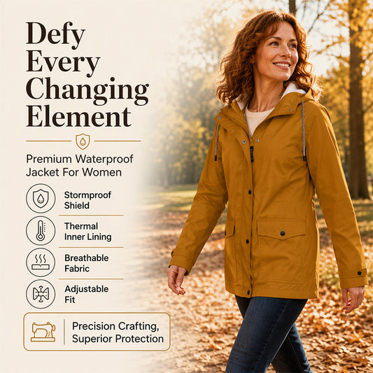 🔥This Week's Special Price: £23.99!!🧥💦Women's Plush-Lined Windproof Hooded Jacket-Unleash Style and Durability in Any Storm!
