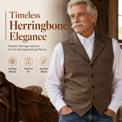 ⏳LAST DAY SALE ONLY￡15.99!🔥✨Men's Vintage Lapel Herringbone Tweed Vest👔🐴