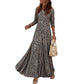 ⏳LAST DAY SALE ONLY ￡23.99!!🔥Timeless Statement Style 👗✨Women's Leopard Print Long-Sleeve Maxi Dress✨