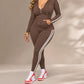 ⏳LAST DAY SALE ONLY ￡25.99!!💕✨ Sporty Everyday Comfort | Women's Striped Zip-Up Hoodie & Pants 2-Piece Set