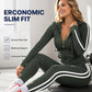 ⏳LAST DAY SALE ONLY ￡25.99!!💕✨ Sporty Everyday Comfort | Women's Striped Zip-Up Hoodie & Pants 2-Piece Set
