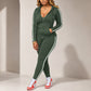 ⏳LAST DAY SALE ONLY ￡25.99!!💕✨ Sporty Everyday Comfort | Women's Striped Zip-Up Hoodie & Pants 2-Piece Set