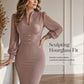 ⏰Limited Offer 50% OFF!🔥Women's Elegant V-Neck Bishop-Sleeve Bodycon Dress👗✨