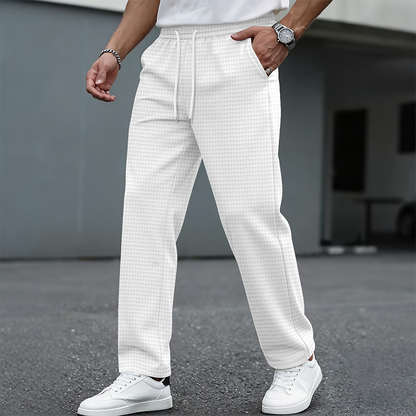 ⏳LAST DAY SALE ONLY ￡15.99!!🔥👖 Pull On & Go | Men's Waffle-Knit Drawstring Straight-Leg Pants