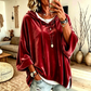 👚✨Women's Loose-Fit Velvet Drawstring Pullover Sweatshirt