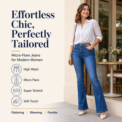 🔥LAST DAY SALE ONLY￡17.99!!☀️Women's High Elastic Waist Flare Jeans