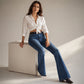 🔥LAST DAY SALE ONLY￡17.99!!☀️Women's High Elastic Waist Flare Jeans