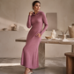 ⏳LAST DAY SALE ONLY ￡25.99!!✨🧶 Textured Comfort | Women's Ribbed-Knit Hooded Maxi Dress with Pockets