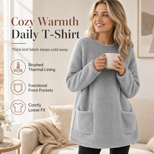 ⏳LAST DAY SALE ONLY ￡15.99!!🔥☁️ Cozy Warmth, Easy Everyday Style | Women's Brushed-Lined Pocket Top