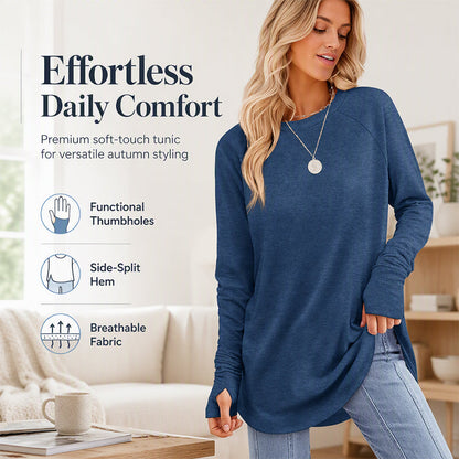 ⏳LAST DAY SALE ONLY ￡13.99!!🔥🍂Women's Casual Crewneck Top with Thumbholes