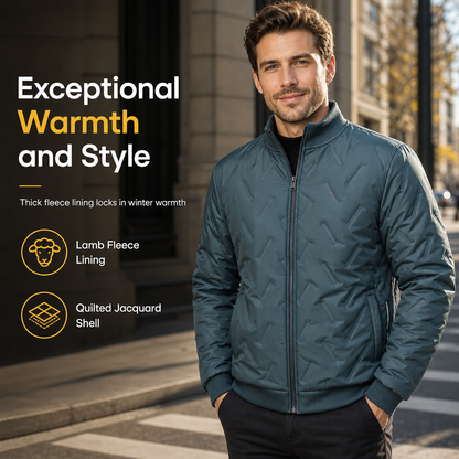 🔥LAST DAY SALE 70% OFF👍✨Men’s Premium Winter Coat – Wind-Blocking Chevron Weave with Plush Lamb Fleece Lining & Tailored Fit ❄️🧥