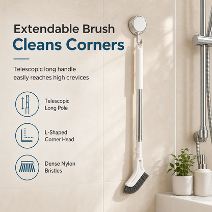 ⏳🖤Black Friday Sale: ONLY￡6.99!🔥✨ Telescopic Stainless Steel Crevice Brush🧹🇬🇧Adjustable Long Handle for Bathroom Gaps & Tight Spaces ✅ Stainless Steel ✅ Adjustable Length  ✅Stiff Bristles