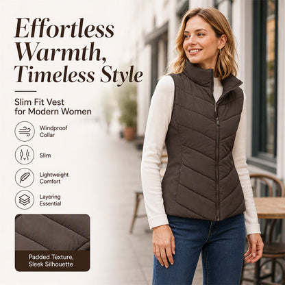 Women's Quilted Stand Collar Puffer Vest