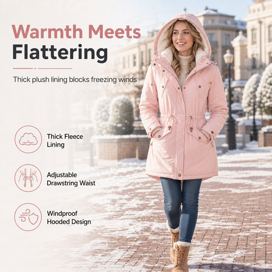 💃LAST DAY SALE 50% OFF!!🔥Women's Hooded Fleece-Lined Padded Winter Coat🧥