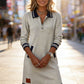✨ Striped Detail, Easy Quarter-Zip Style | Women's Collared Pocket Dress