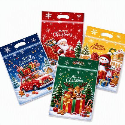 ⏳LAST DAY SALE 50% OFF 🎅🔥50 Pack Christmas Candy Bags Cartoon Stand Up Zipper Pouches for Snowflake Crisp Cookie and Baking Food Packaging