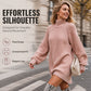 🔥 LAST DAY SALE ONLY £17.99!🧶 Cozy High Neck, Flattering Relaxed Drape 💗 Women's Knit Sweater Dress