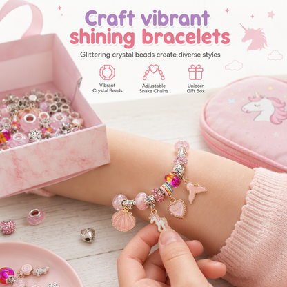 🎁LAST DAY SALE ONLY￡9.99!!💞50K+ SOLD! 📿Kids DIY Charm Bracelet Making Kit💎