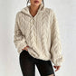 ⏳LAST DAY SALE ONLY￡17.99!!🌿Women's Warm Quarter Zip Cable Knit Sweatshirt